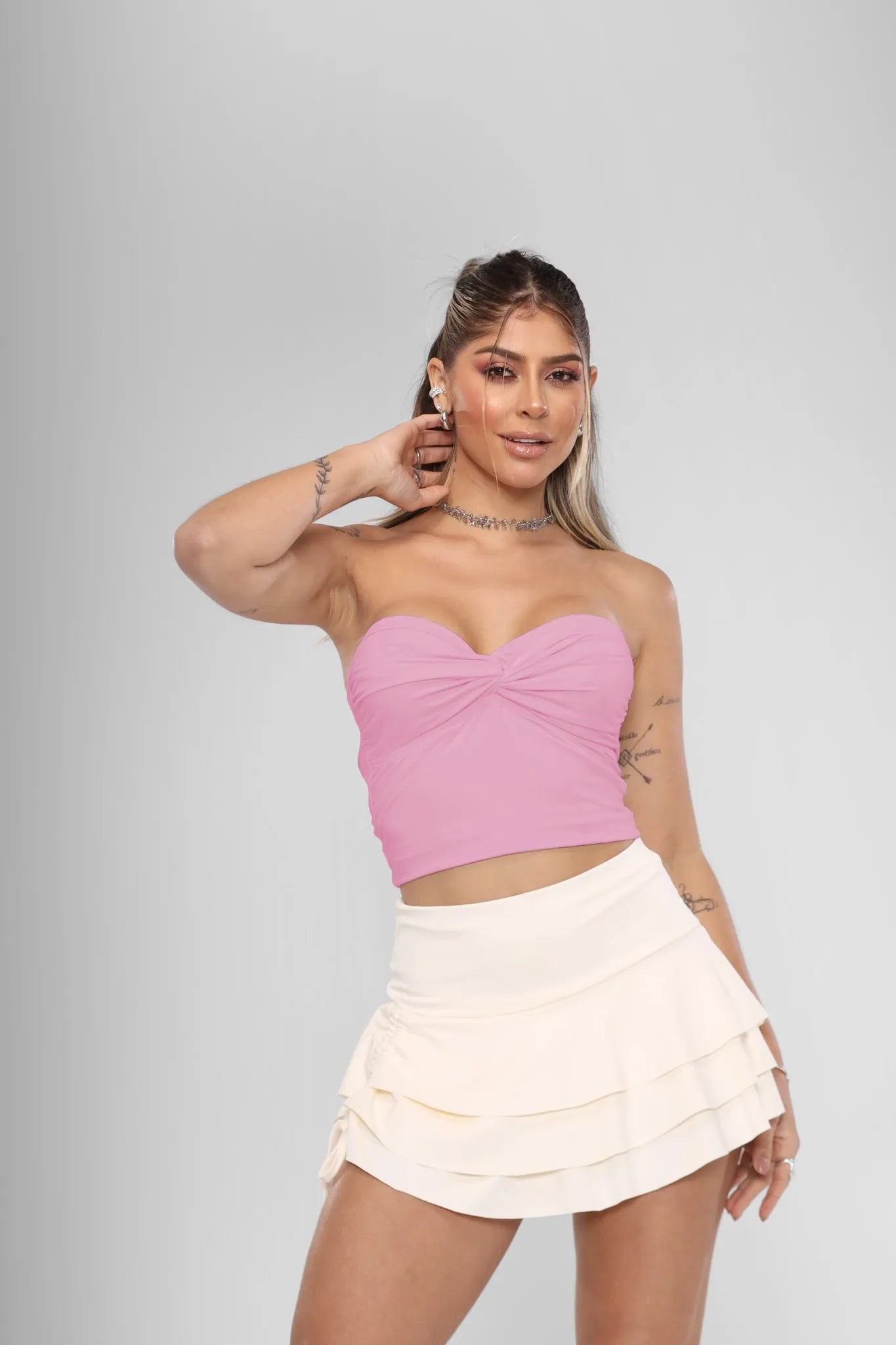 Top Bianca Duplo Transpassado